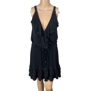 Vtg Y2K NWT Arden B Black Ruffle Tiered Mini Dress SZ M